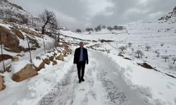 Kar kapanan köy yolu, şehit ailesi için açıldı