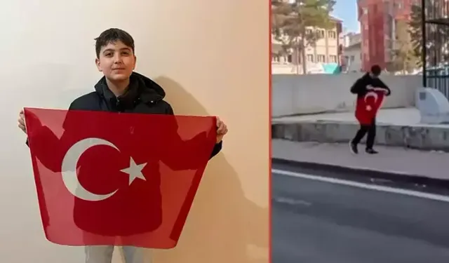 Yerdeki bayrağı alıp öpen öğrenci gündem oldu