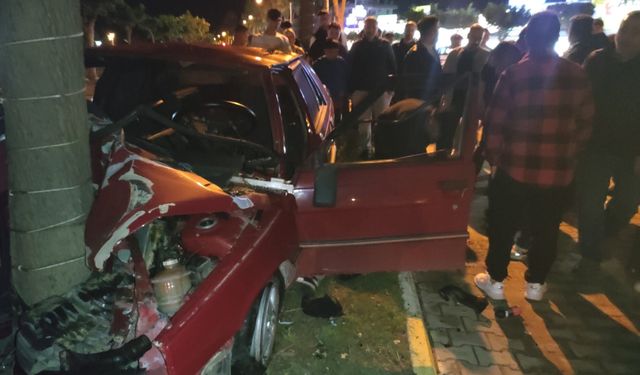 Alanya’da refüjdeki ağaca çarpan sürücü yaralandı