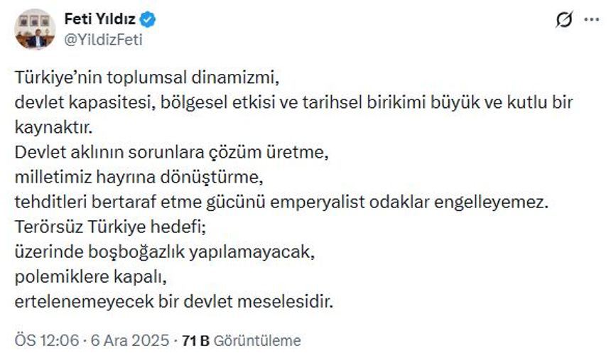 MHP'li Yıldız: 'Terörsüz Türkiye' polemiklere kapalı bir devlet meselesidir